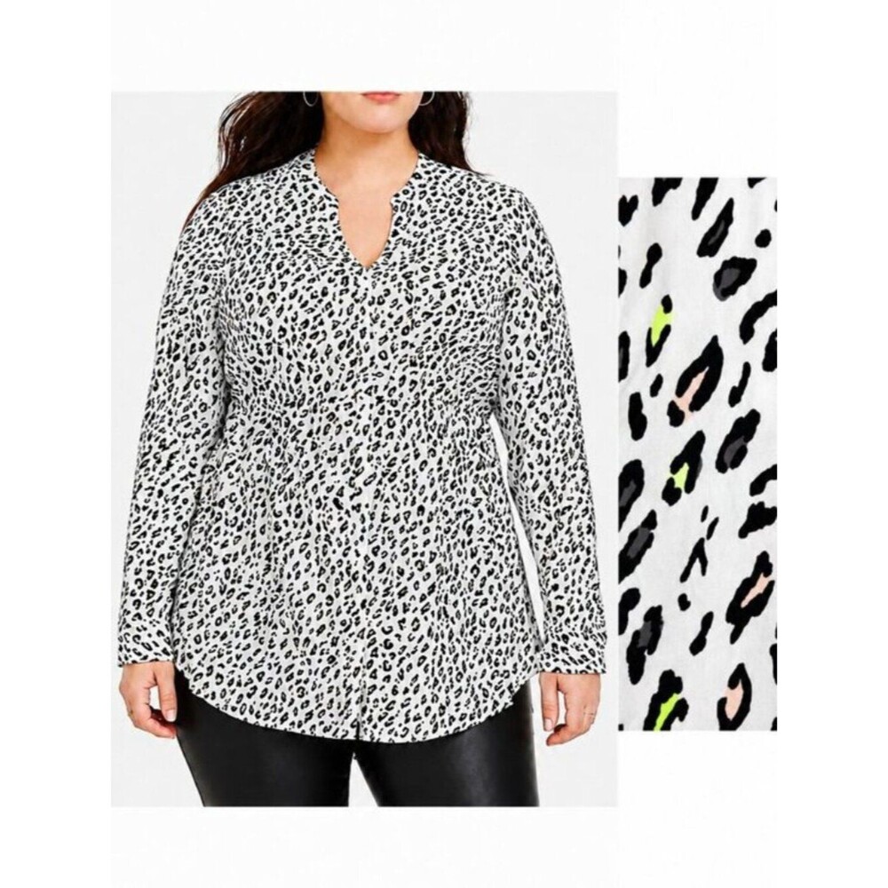 Torrid Emma Babydoll Challis Leopard Tunic Top Size 5 5X